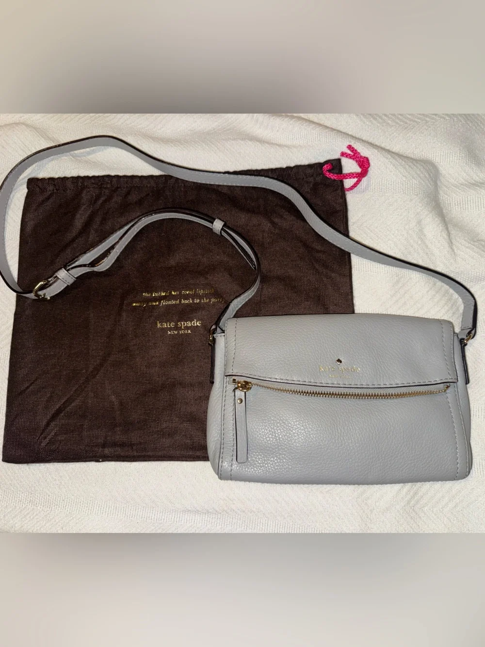 Kate Spade Gray Pebbled Leather Crossbody